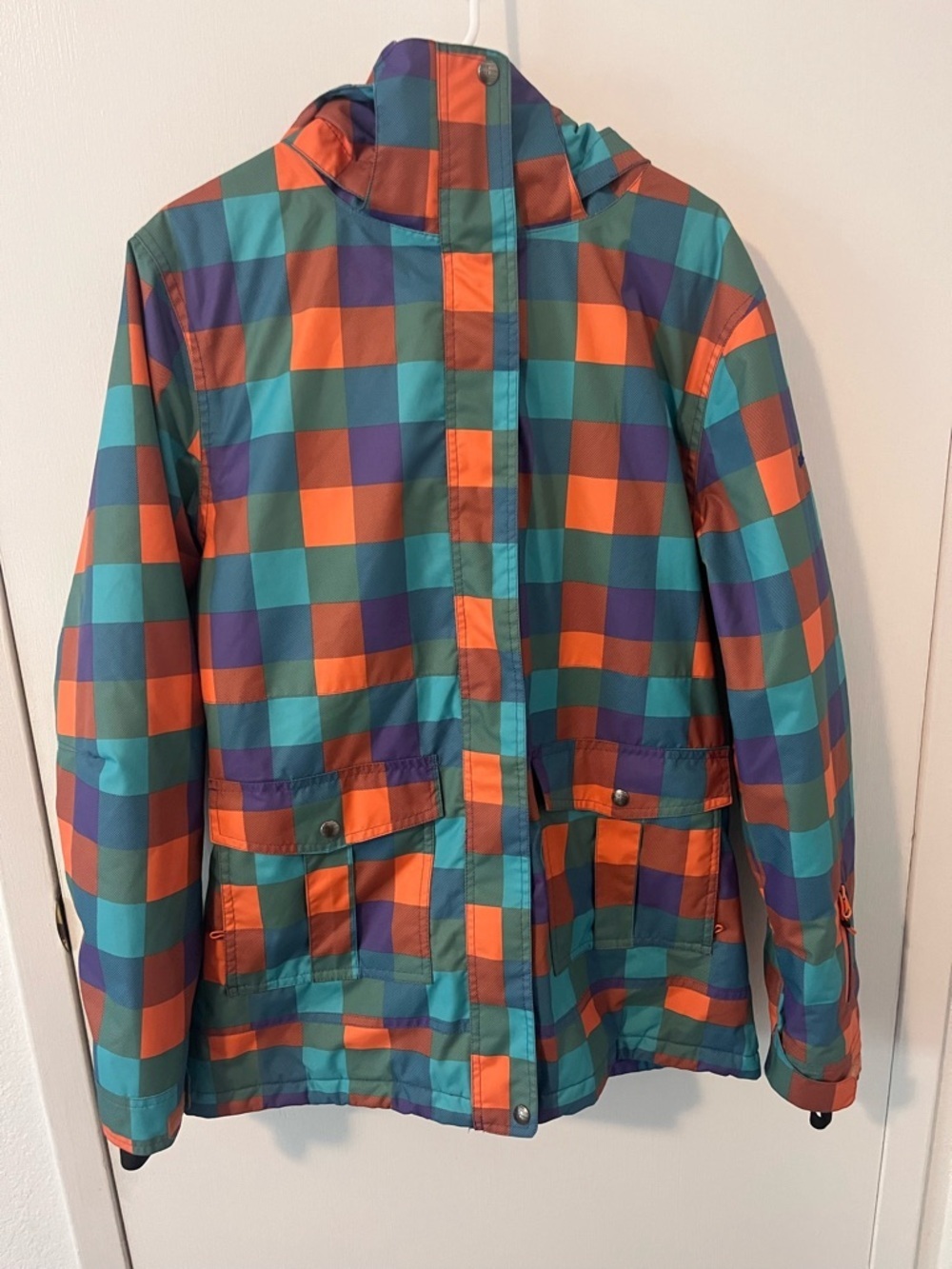 Women's GSOU Plaid Print Snowboarding Ski Jacket Hoodie Size Large - Picture 3 of 16